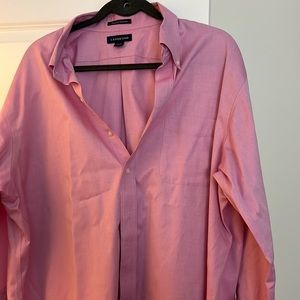 Mens lands end pink long sleeve, button down dress shirt.